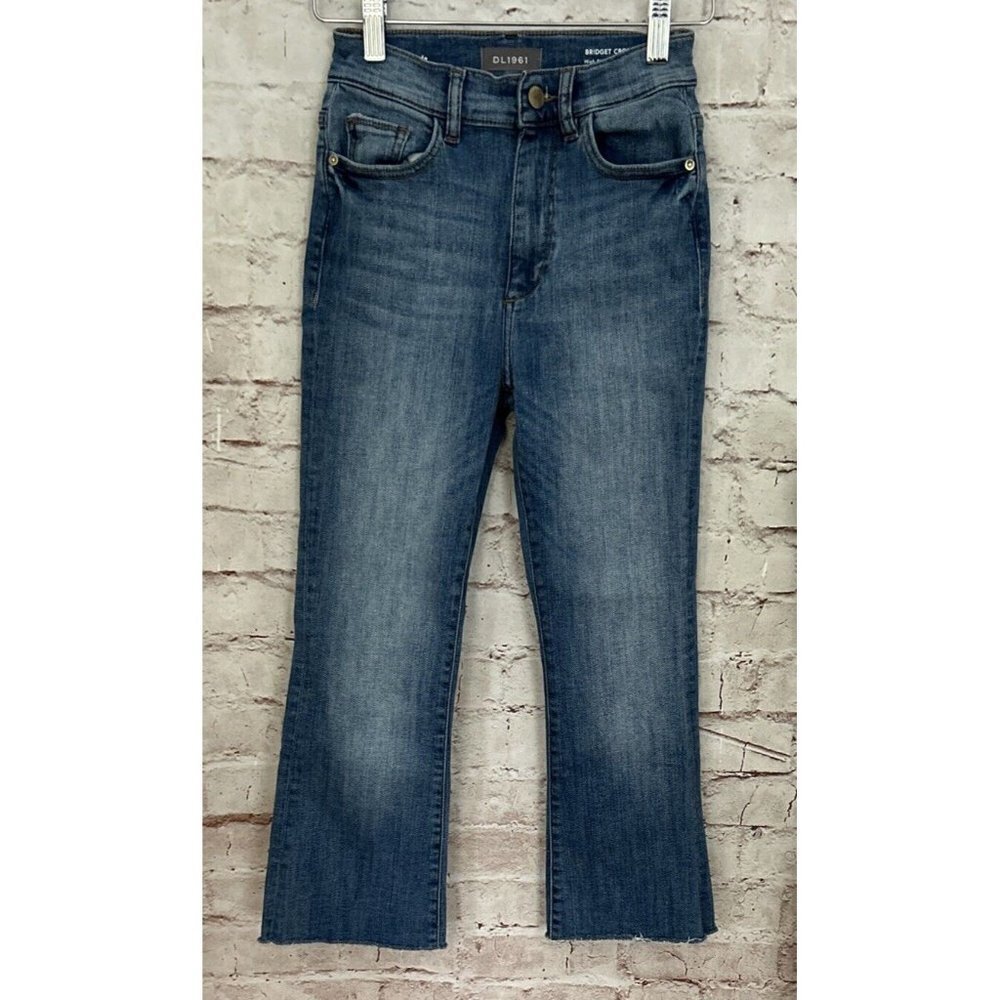 DL1961 Jeans Womens 24 Bridget Cropped Frayed Instasculpt Boot High Rise Denim